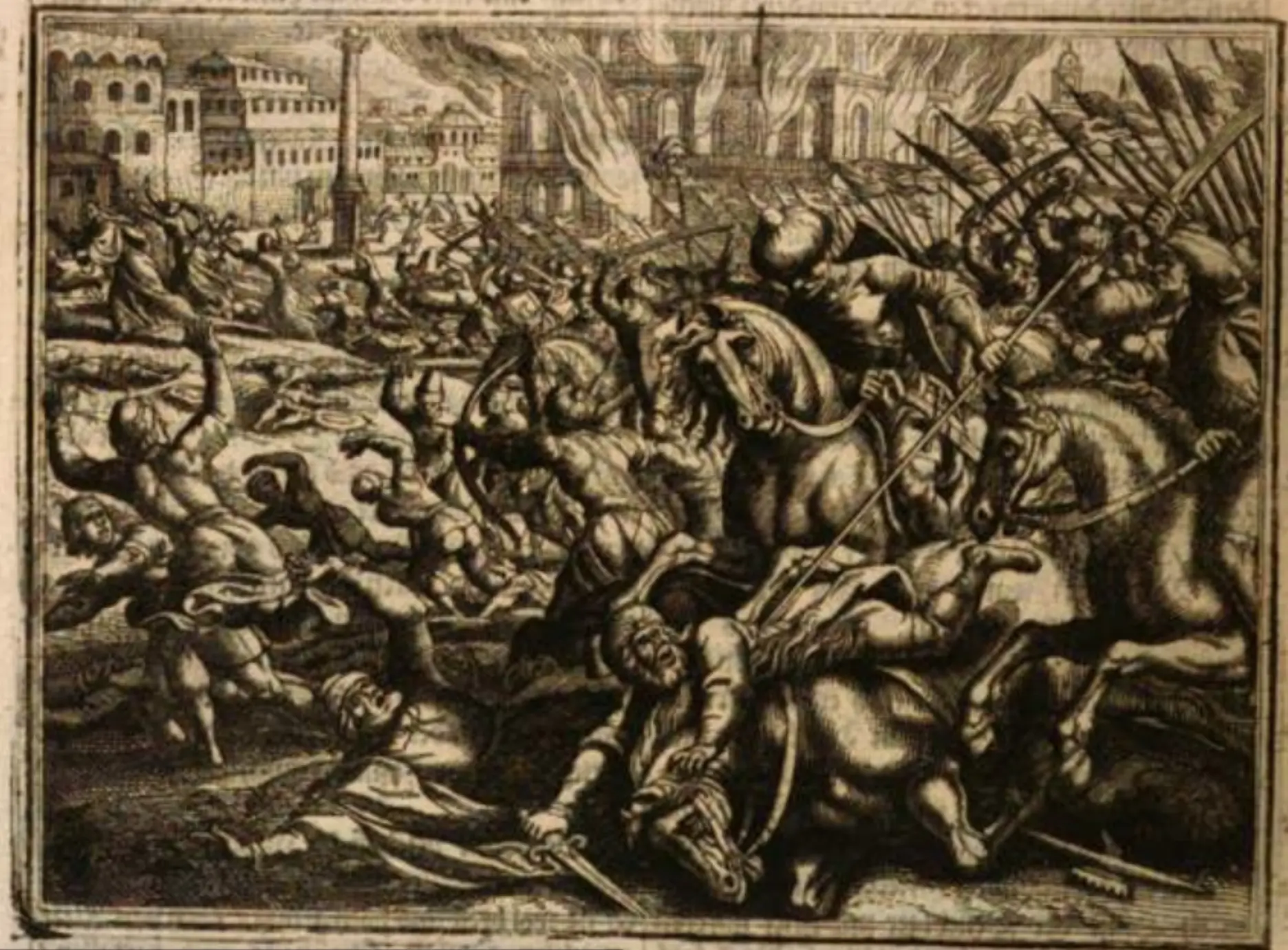 Künstlerische Darstellung des Falls von Konstantinopel im Jahr 1453. Solche späteren Bilder zeigen die Eroberung als welthistorischen Wendepunkt.