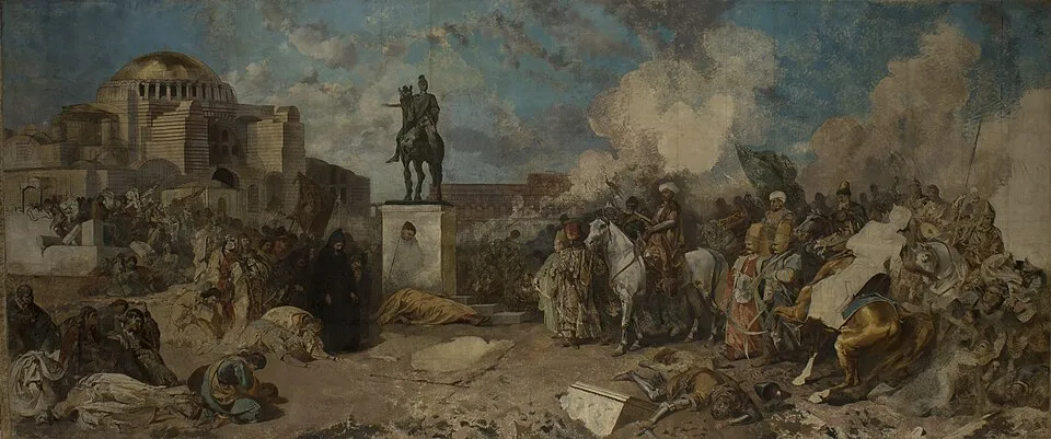 Der Einzug Sultan Mehmeds des Zweiten in Konstantinopel nach der Eroberung von 1453 in einer Darstellung von Stanisław von Chlebowski.