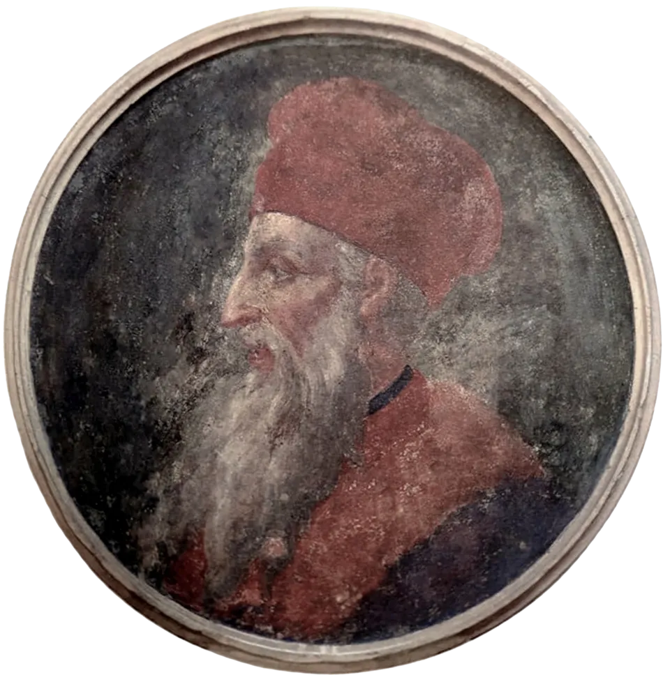 Porträt Skanderbegs aus dem Jahr 1466. Als militärischer Führer wurde er zur zentralen Figur der Liga von Lezhë.