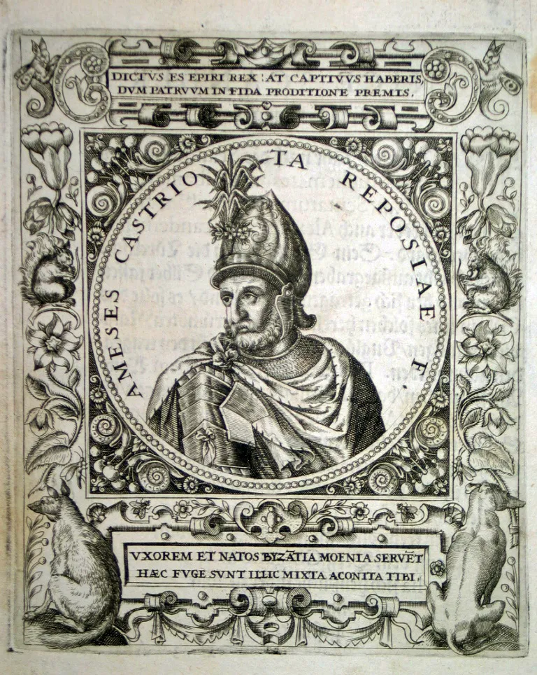 Darstellung von Hamza Kastrioti, dem Sohn Stanisha Kastriotis. Hamza wurde später selbst zu einer wichtigen, aber umstrittenen Figur innerhalb der Kastrioti Geschichte.