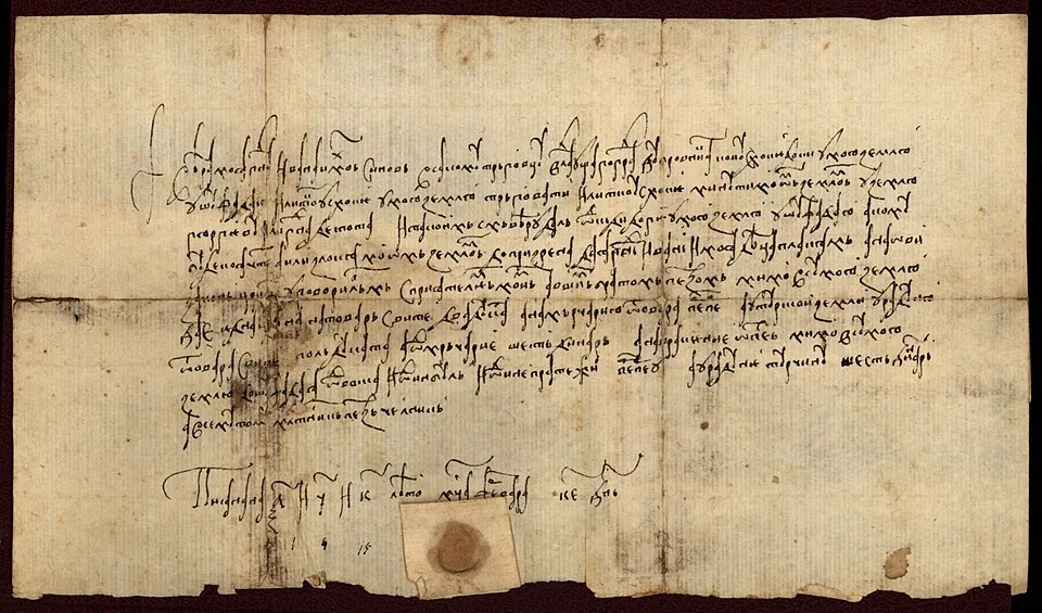 Urkunde Gjon Kastriotis aus dem Jahr 1420. Sie verweist auf den familiären und politischen Hintergrund, aus dem auch Stanisha Kastrioti hervorging.