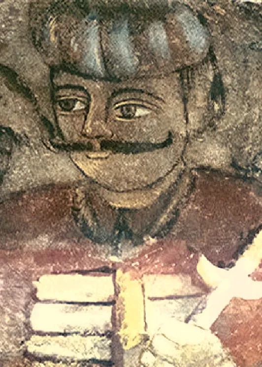 Historisches Porträt Vlads des Zweiten Dracul. Es zeigt den walachischen Fürsten, dessen Beiname Dracul auf seine Aufnahme in den Drachenorden zurückgeht.