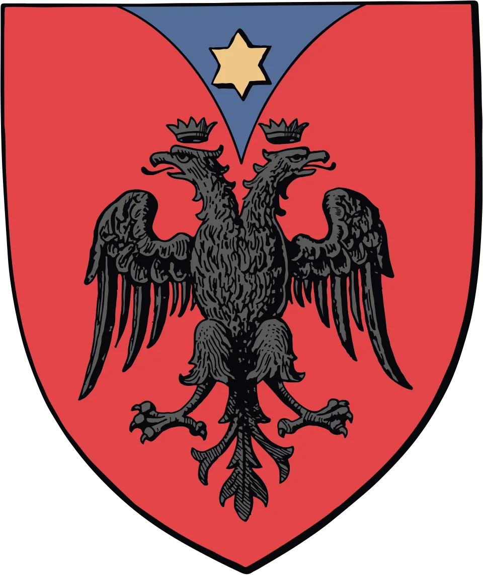 Das Wappen des Hauses Kastrioti steht für die Dynastie, in der Vojsava als Stammmutter eine zentrale Rolle spielte.