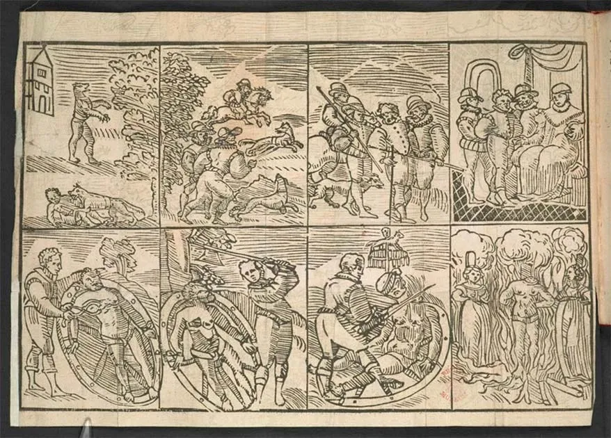 Diese historische Darstellung zeigt Peter Stump als Wolf Mensch und erinnert an einen der berühmtesten Werwolffälle der frühen Neuzeit.